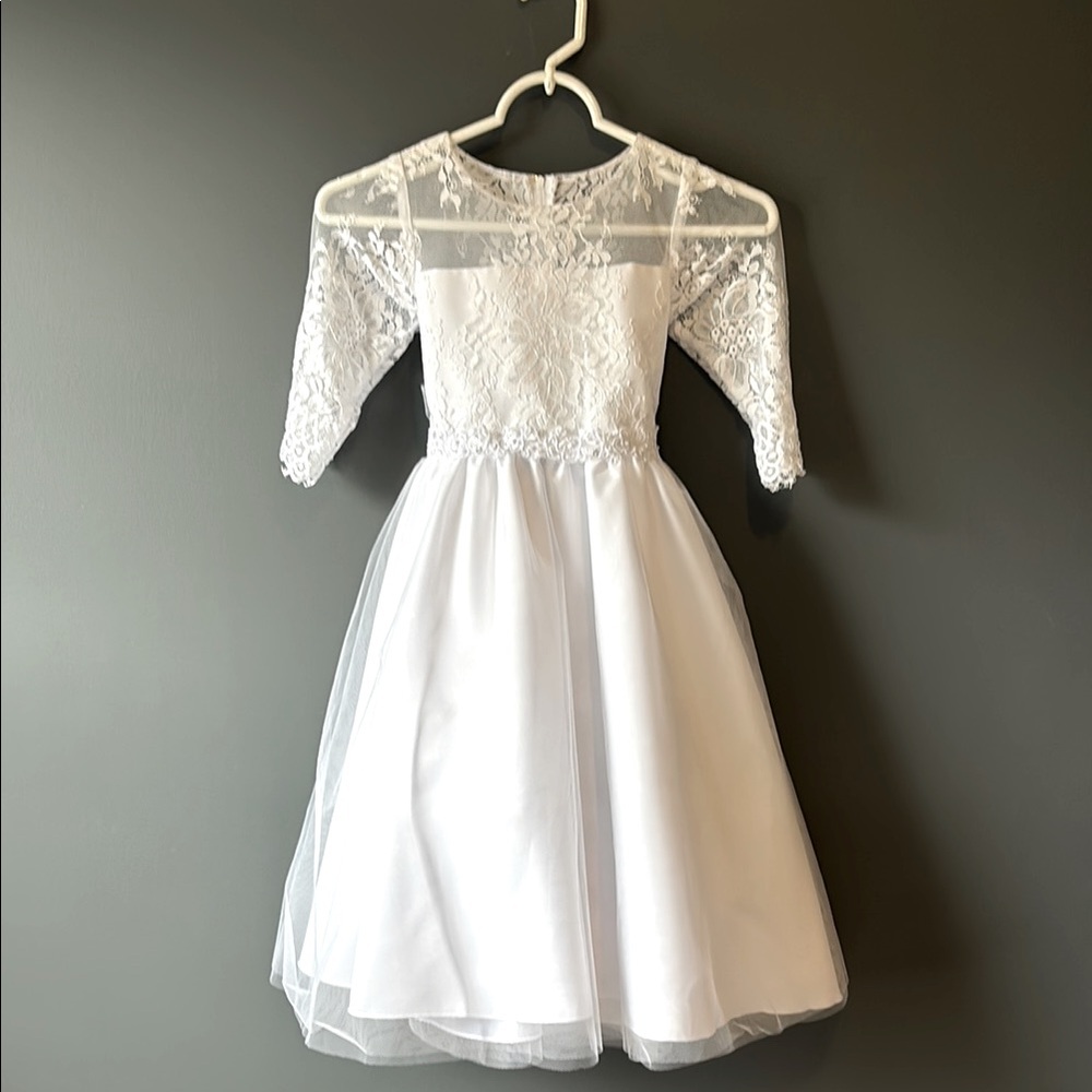 Elegant White Lace Kids Dress